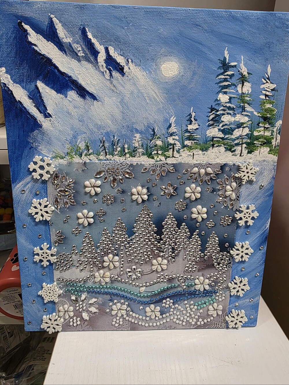 Painted And Pearled Christmas Artwork